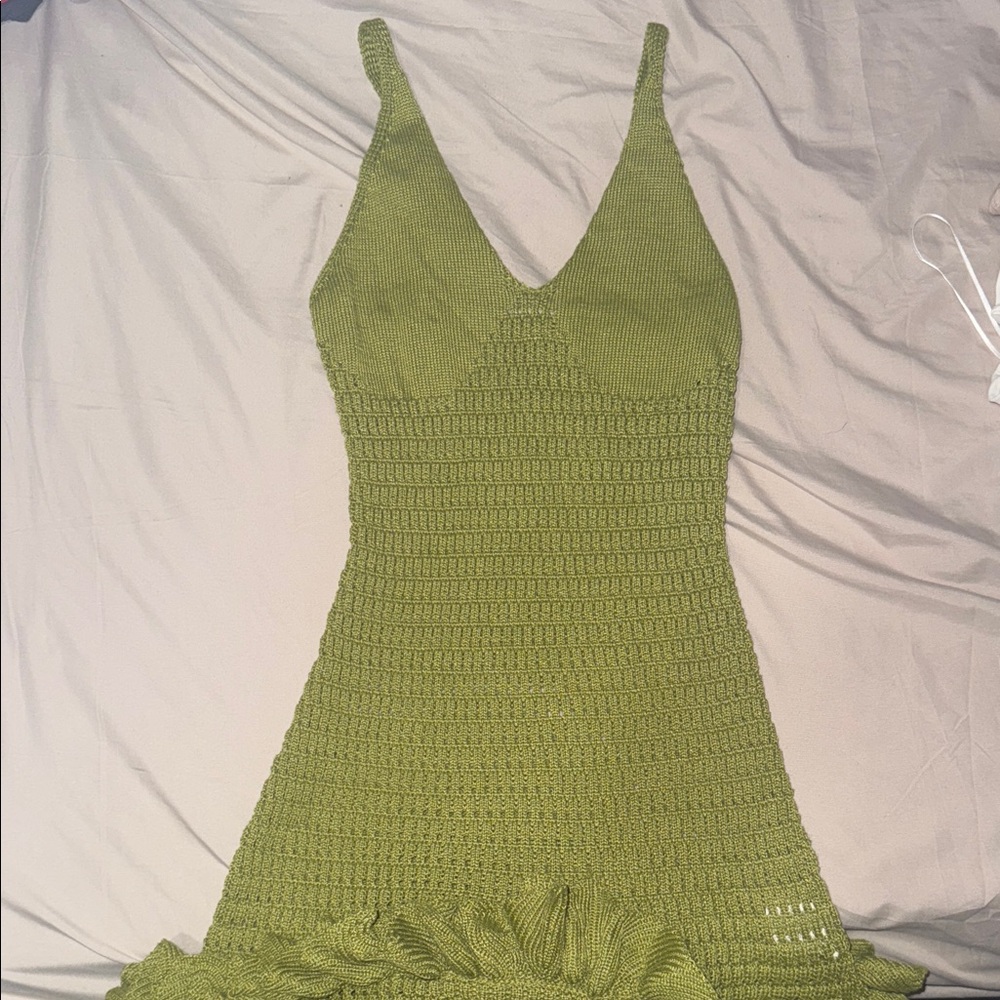 Green Knit Sleeveless Dress